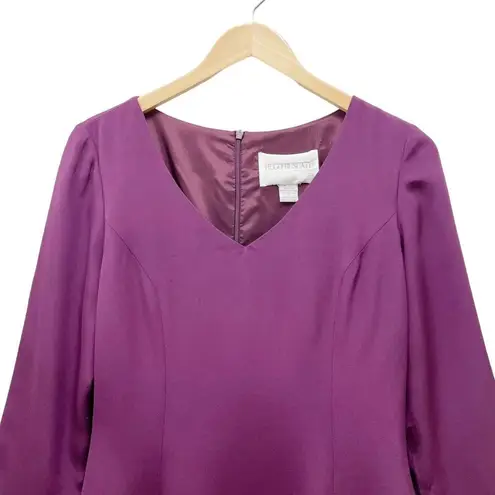 Hugo Buscati Vintage 100% Silk Long Sleeve Sheath Dress in Purple Women’s Size 8