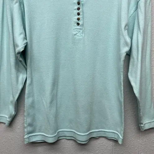 Y2K Vintage Eileen & Co. Womens Top Small Henley Stretch Grunge Retro Preppy Blue