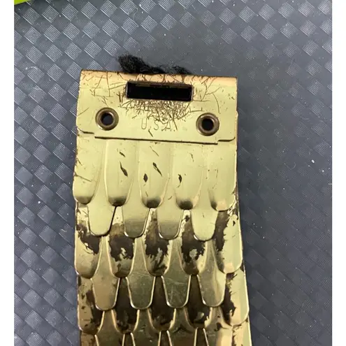 Vintage 70s Gold Metal Fish Scale Stretch Belt Disco Size Medium/Large