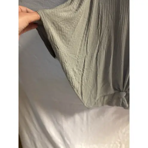 Prómesa Promesa Women's Cotton Front Tie Balloon Sleeves Sage Green Blouse Size M