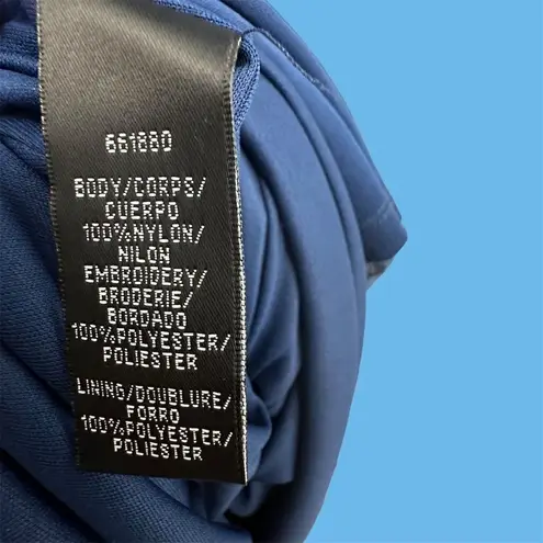 Carmen Marc Valvo Infusion Blue Embroidered Tulle Gown Sequins V-Neck Formal