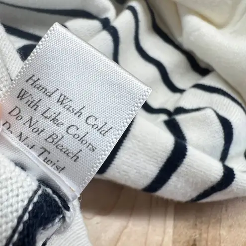 Böhme Striped Ruffled Neck Sweater Ivory White Black Size Medium