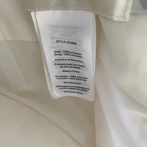 David's Bridal NWT  Ivory Empire Crinkle Chiffon Gown with Lace Applique Size 10