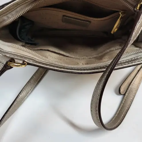 VTG Lauren RL Pebbled Cow Leather Purse 9.5" Rose Gold Silver Crossbody Bag