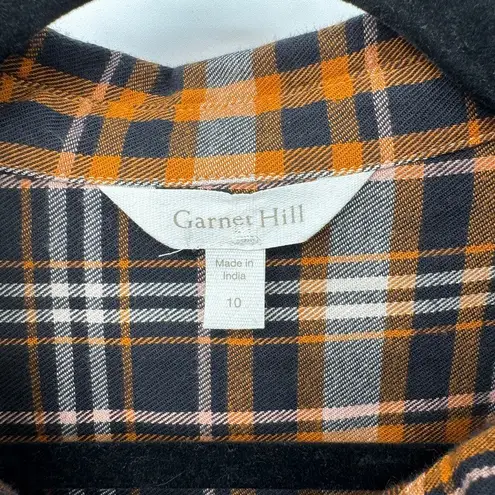 Garnet Hill Garnet Hill Grunge Flannel Button-up Shirt Womens 10 Cotton Blue Plaid