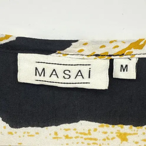 MASAI Copenhagen Berta Loose Paint Stripe Tunic Top Women's Medium Black White