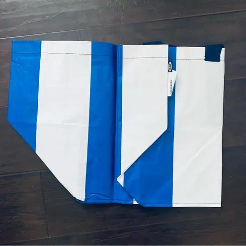 NWT IKEA SÄCKKÄRRA Large Blue/White Striped Shopping Bag 14½ x 22½ x 15¼" 19 gal Blue