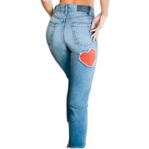 Revice Denim  Mon Amour Sugar Wash Crop Jeans High Rise Denim Heart Patch 28