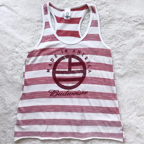Budweiser Made in America Striped Tank Top Sleeveless Small Casual Soft Graphic