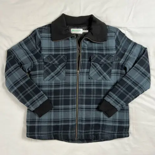 Aventura Women's Medium Organic Cotton Navy Plaid Full Zip Jacket