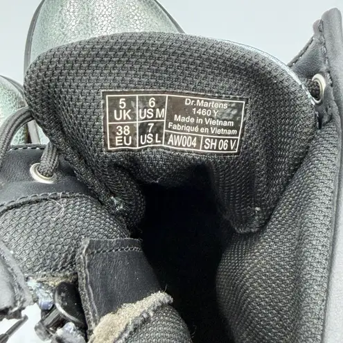 Dr. Martens  1460 Silver Crackle Metallic Combat Boots Y2K Punk Rave Festival Alt
