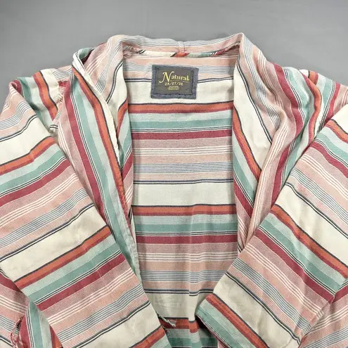 Natural Reflections Women's 2X Striped Open Front Cardigan Poncho Boho Fringe