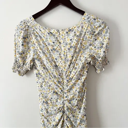 Bardot Mini Dress Cindy Sweetheart Neck Yellow Floral Print NEW Size XS/4