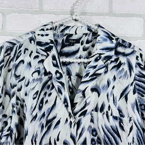 Rails Rebel Ivory Snow Leopard Long Sleeve Button Down Blouse Size S