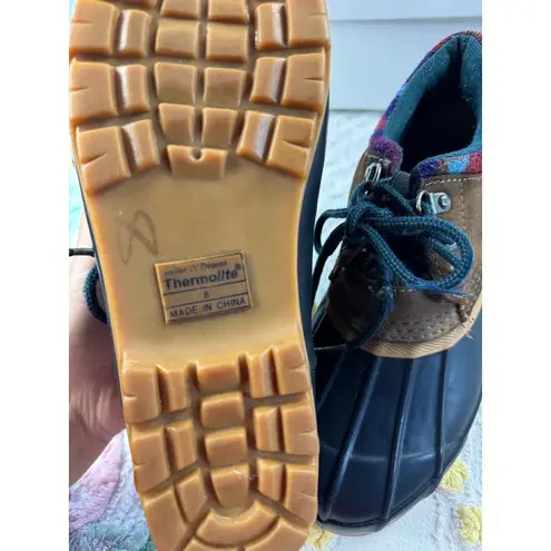 Bay Area Traders Duck Boots Plaid Lined Thermolite Insoles Size 8 Brown
