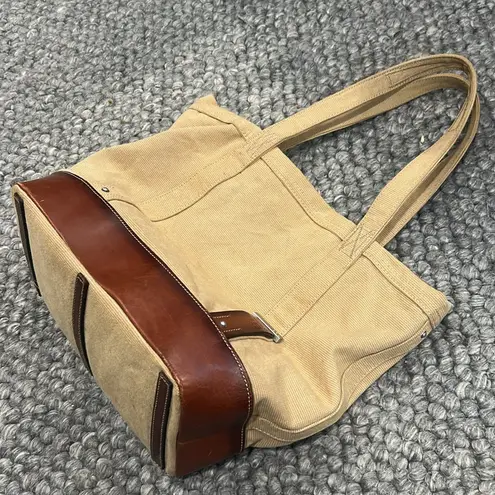 Polo Ralph Lauren Vintage 90's Canvas leather Tote Bag Multi Pocket Khaki Tan