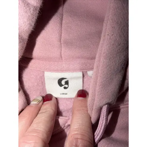 Glossier Original Pink Hoodie Pullover Sweatshirt Spell Out Logo Womens Large