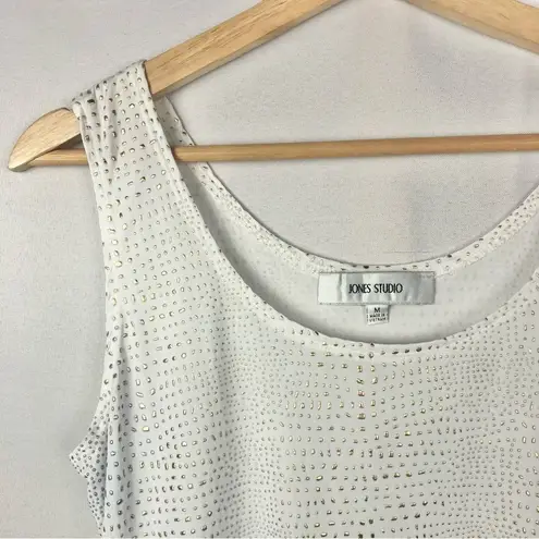 Jones New York  White Gold Studded Scoop Neck Tank Top M