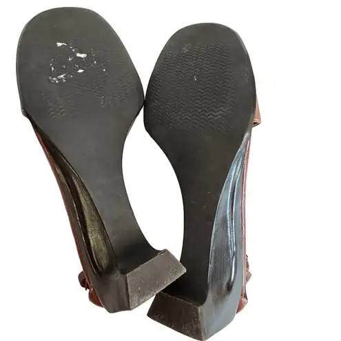 Chadwick's Chadwick’s Women's Brown Leather T-Strap Wedge Sandals Size 7.5