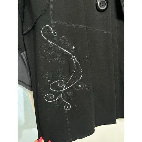 Vincente Jacket XL Black Color Block Embroidered Whimsigoth Stevie Nicks Vamp