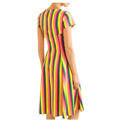 STAUD Alice Tie-front Striped Stretch-cotton Poplin Dress In Pink Stripe