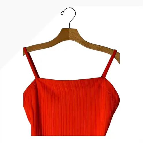 Solid & Striped Swimsuit Women Medium Orange Candy Red Gemma Rib Knit One Piece