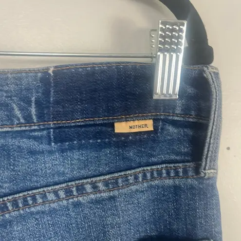 Mother The Tomcat Distressed Crop Jeans in Playing with Scissors size 32 Blue