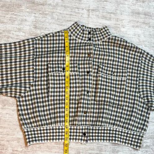 Marled Women’s XL Green Brown Houndstooth Plaid Jacket Pants Set Wide Leg Retro