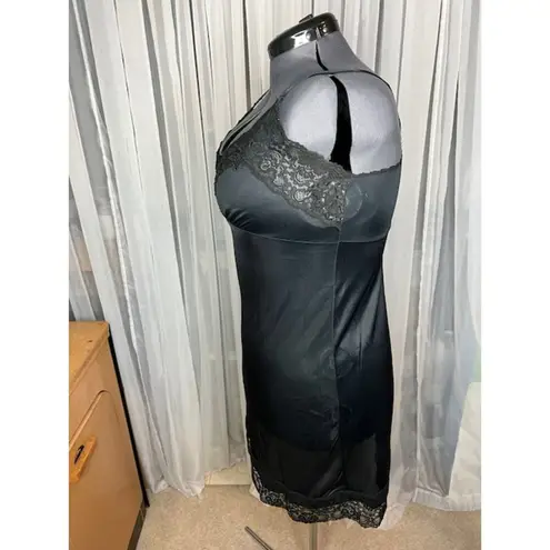 slip dress black lace bust knee Size L