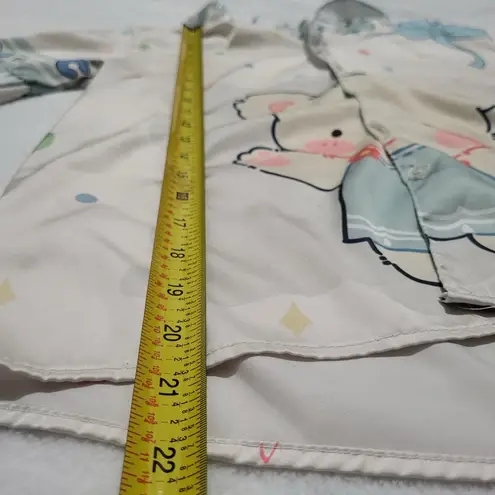 Women’s Kawaii Top Teddy Bear Ruffles Button Shirt Pajama Lounge size Small