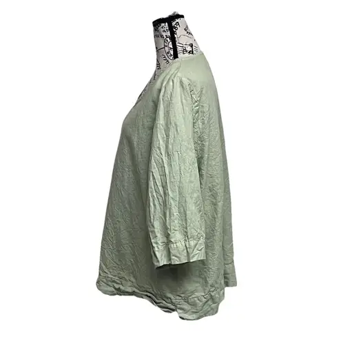 Hot Cotton Green Linen Blend Tunic Top Women’s 1X Lagenlook Coastal Boho Hippie