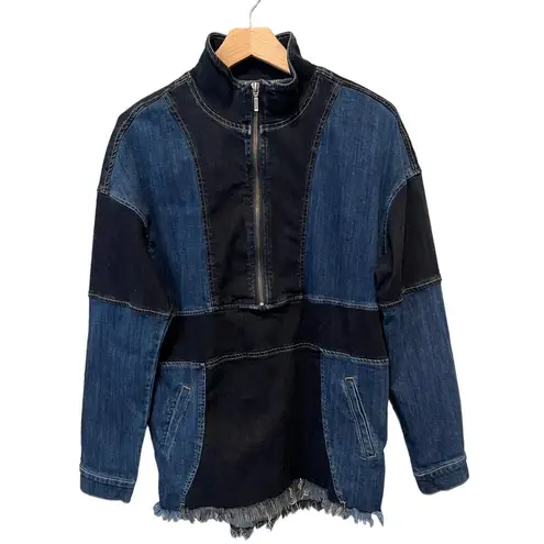 WASH LAB DENIM Popover Denim Shirt Jacket Size Small Blue