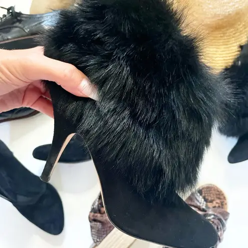 Bettye Muller Black Fury Suede/Fur Boots/Booties(36) E113