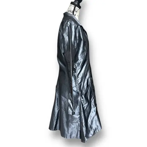 Stina Sayre Womens M Rock N Roll Coat Steel Gray 100% Silk Art to Wear Designer Silver Size M