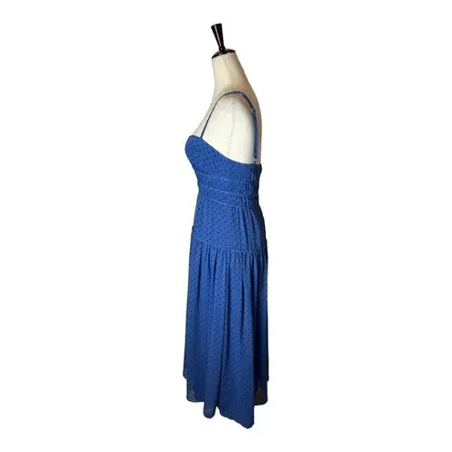 TALULAH La Maison Dress Womens Small Blue And Black Polka Dot Sorrento Midi