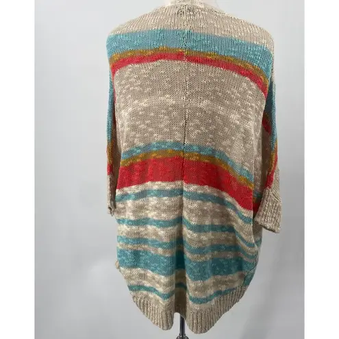 Urban Outfitters  BDG Cardigan Striped Dolman Short Sleeves Cotton Beige Womens S