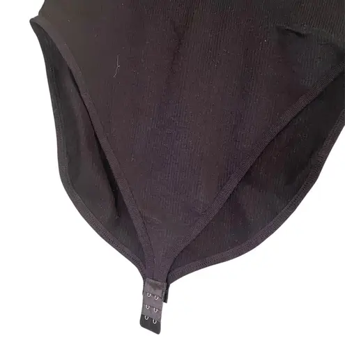 Ribbed Sleeveless Stretch Fit Bodysuit Black Size XXL