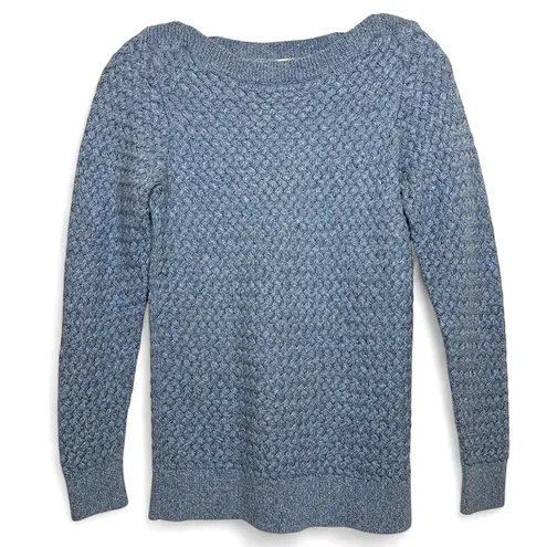 L.L. Bean Women's Basketweave Boatneck long sleeve Sweater light blue size XS