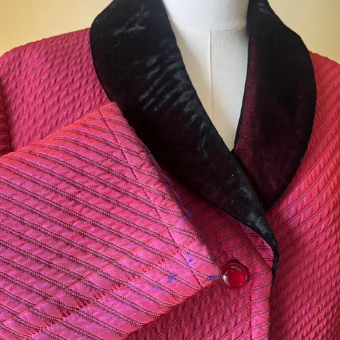 Givenchy Vintage Boutiques Fuchsia Quilted Coat Black Velvet Collar Sz 38 Japan