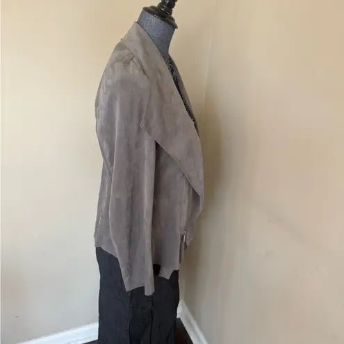 Alfani Faux Suede Waterfall Drape Blazer Like New Gray