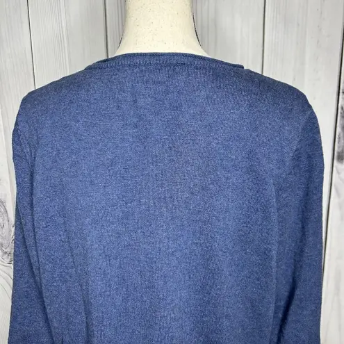Coldwater Creek  Daisy Sweater Sz L Embroidered Daisy Flower Minimalist Blue