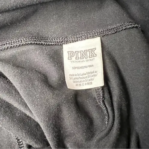 PINK - Victoria's Secret PINK by Victoria Secret High Waisted Black Leggings Red “PINK” Sides  SZ Smalll