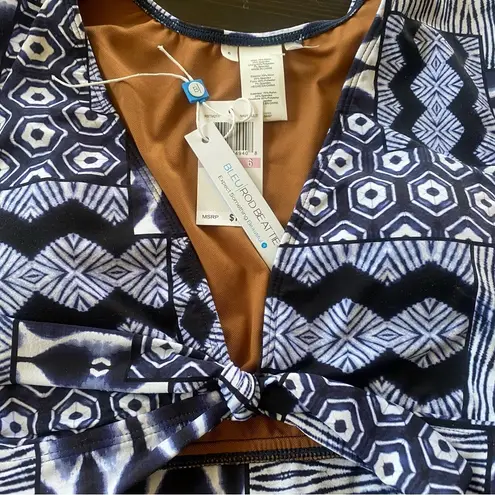 Bleu Rod Beattie Blue Rod Beattie Island Time Two-piece Tie Front Cap Sleeve Swimsuit NWT Sz 6