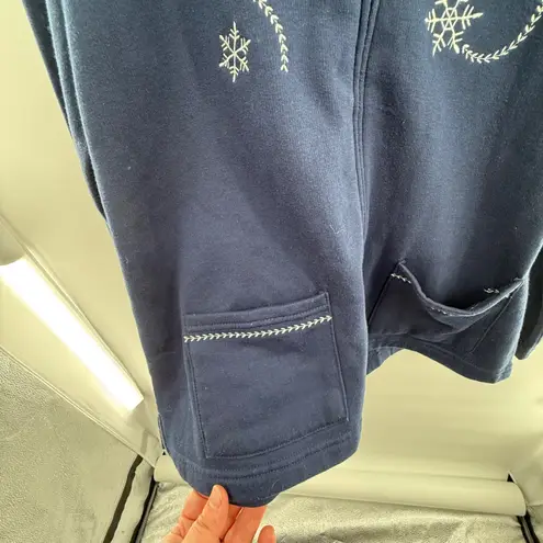 Breckenridge XL Snowman Zip Cardigan Navy Fleece Jacket Embroidered Christmas