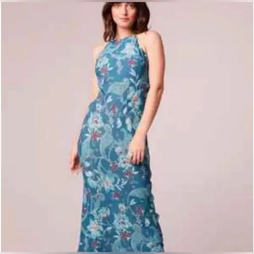 Band of the Free Band of Gypsies Audette Teal Flower Halter Dress NWT Blue Size L