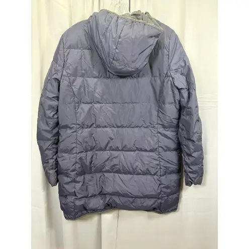 Brooks Brothers Jacket Womens 12 Gray Hooded Quilted Puffer Full Zip Winter Coat