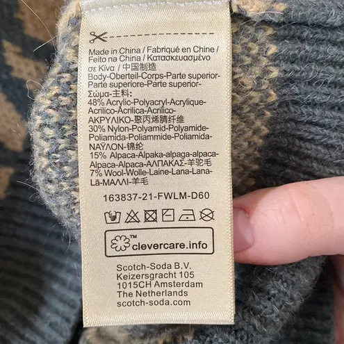 Scotch & Soda Cropped V-Neck Alpaca Blend Sweater In Wood Grain grey camel sz M