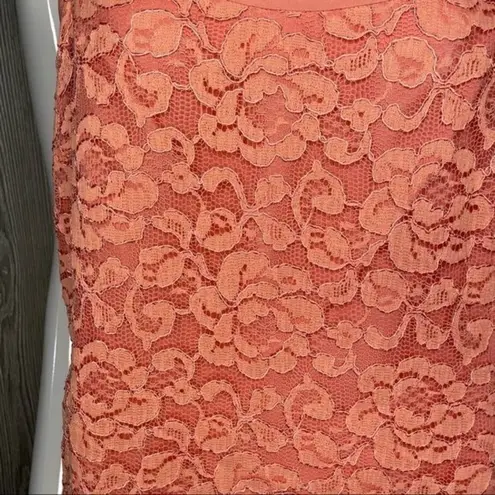 Vintage Rickiy freeman for tj nite lace coral / orange spaghetti strap lace dres Size 12