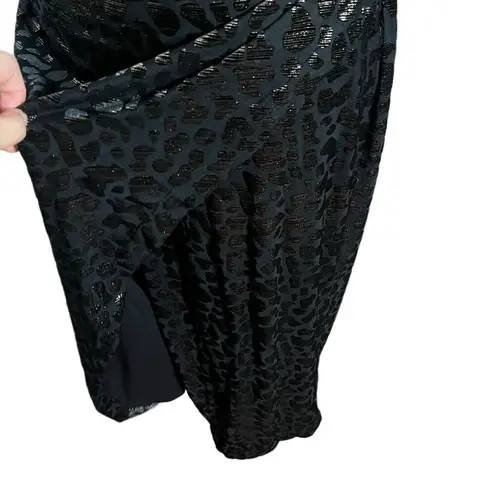 IRO Bexly One Shoulder Midi Dress Leopard Metallic Black Size 10 Cocktail Glam