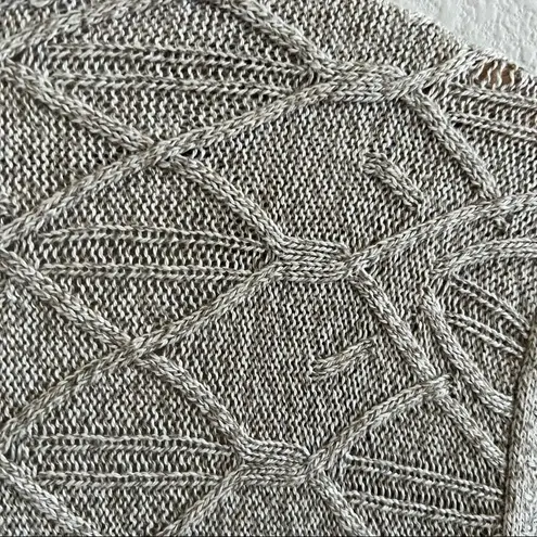 Nic+Zoe Champagne Open Front Knit Cardigan Boho Neutral Small